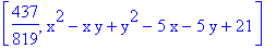 [437/819, x^2-x*y+y^2-5*x-5*y+21]